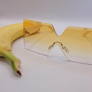 Unisex Retro Golden Yellow Fashion Colored Sunglasses Cream Yellow